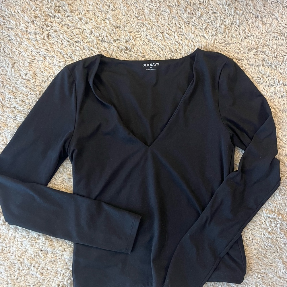 Xs old navy double lined black long sleeve v neck